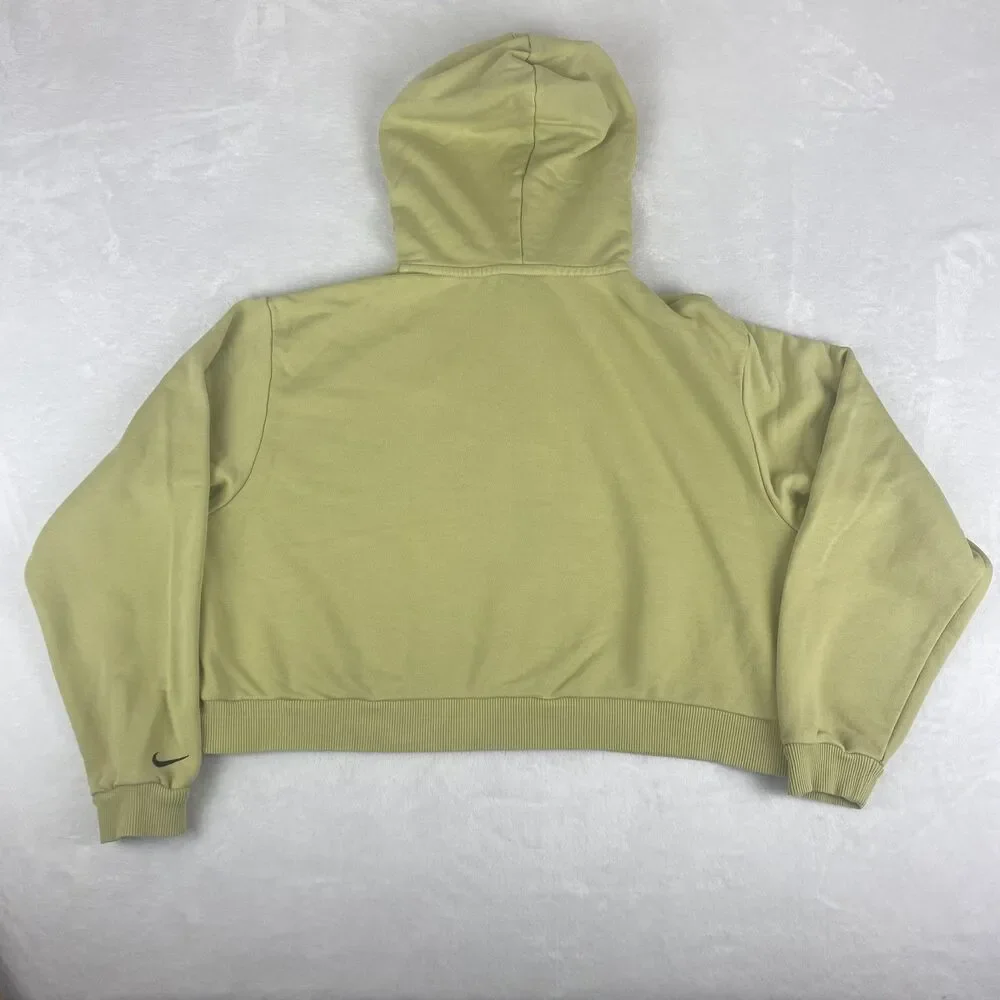 Nike Sweater Womens Medium Green Cropped Hoodie Logo Sweatshirt Pullover